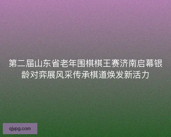 第二届山东省老年围棋棋王赛济南启幕银龄对弈展风采传承棋道焕发新活力